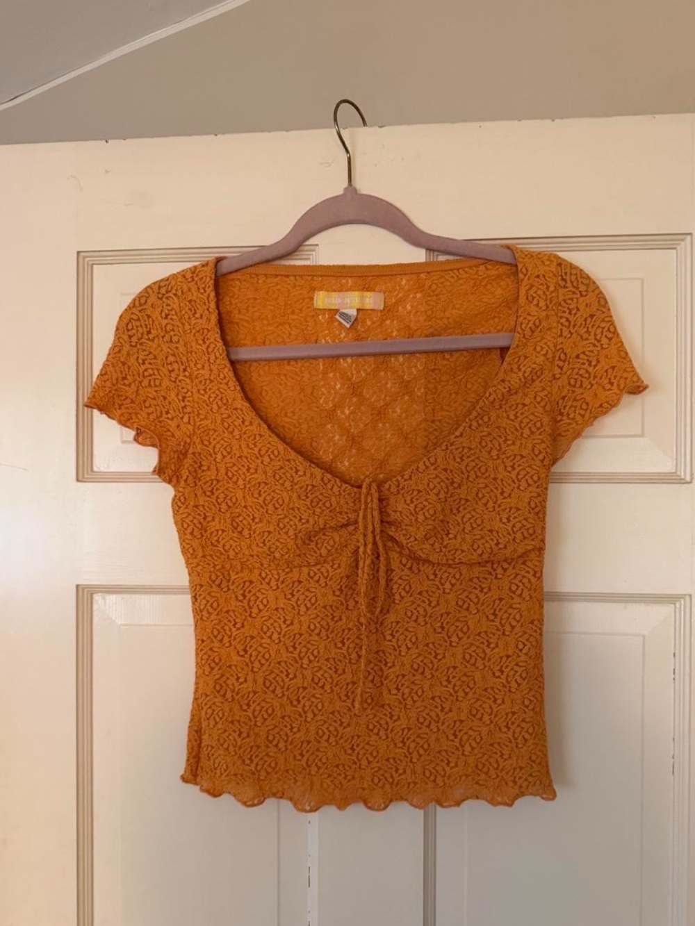 Urban Outfitters Orange Lace Tie-Front Crop Top